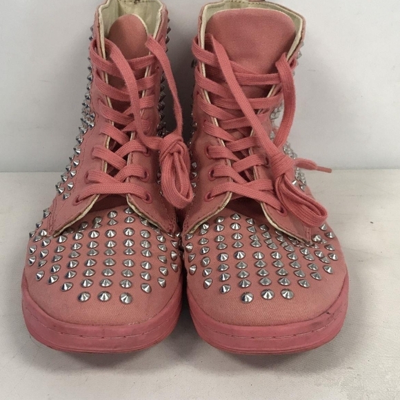 Dr. Martens Pink High-Top Sneakers with Silver Accents